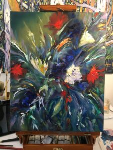 Abstract Floral_on easel